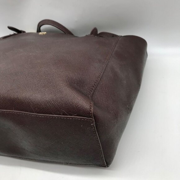 Tory Burch Dark Brown Saffiano Leather York Buckle Tote Bag - Picture 6 of 11